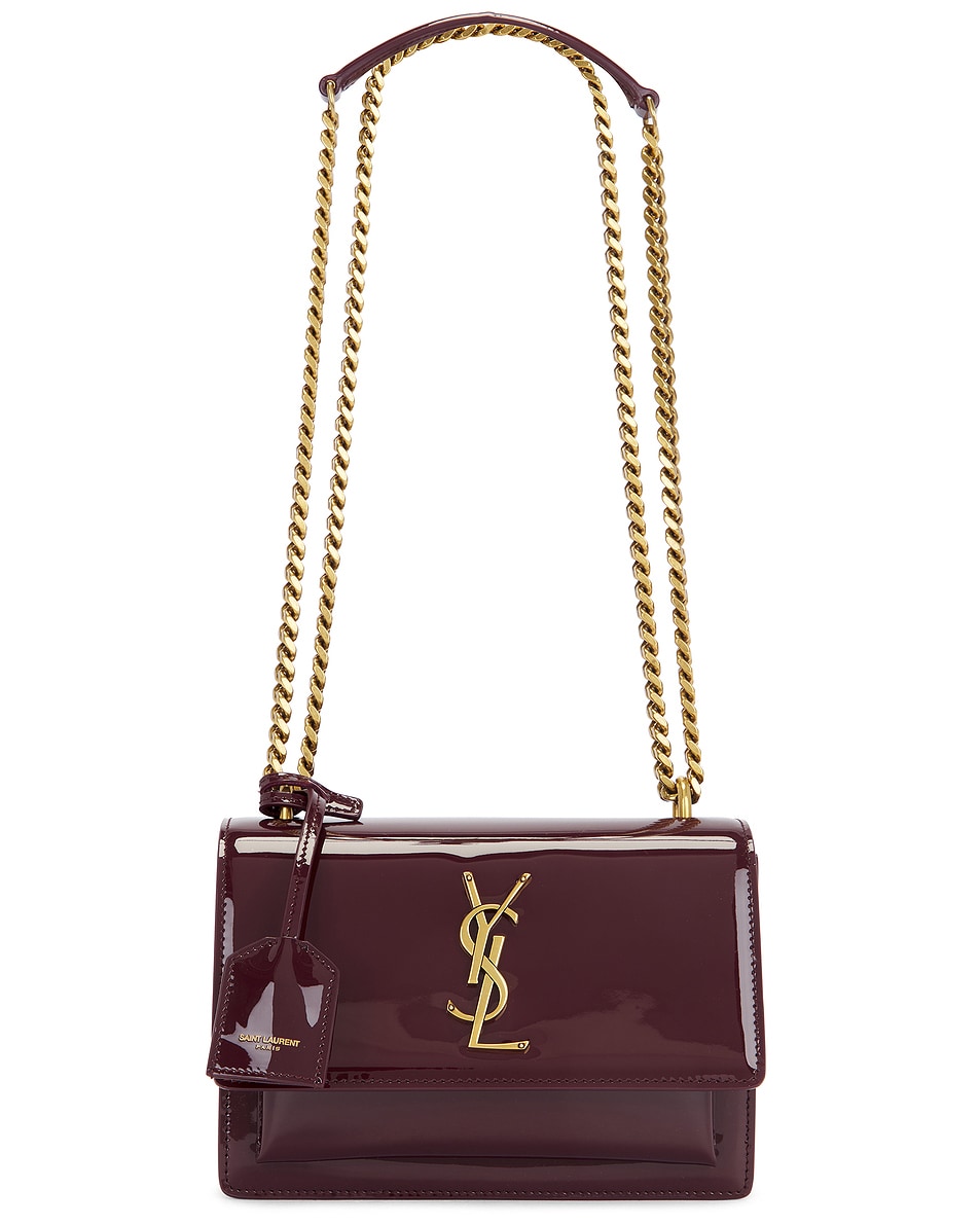 Image 1 of Saint Laurent Small Sunset Chain Bag in Red Wine