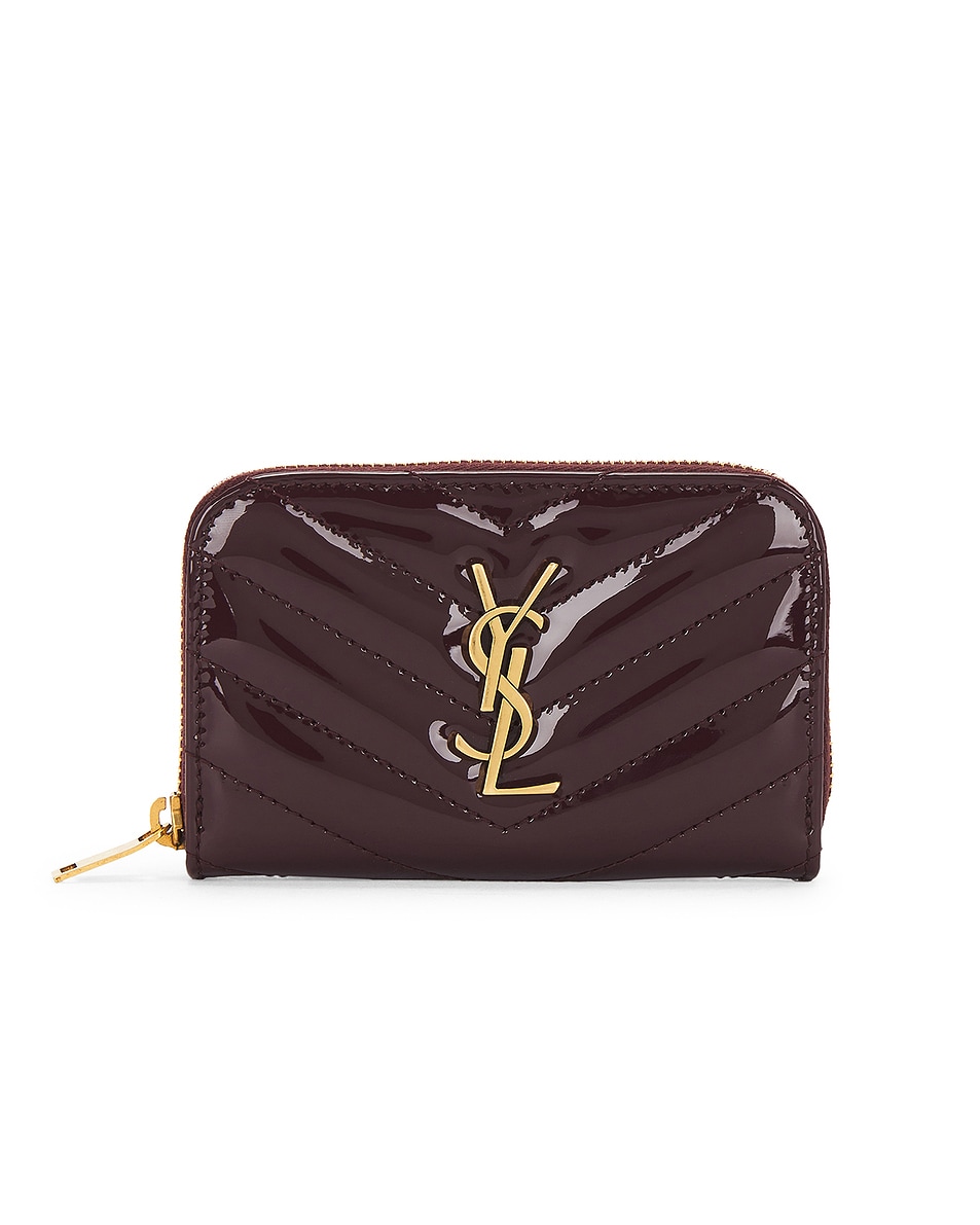 Image 1 of Saint Laurent Coin Card Wallet in Dark Red Wine