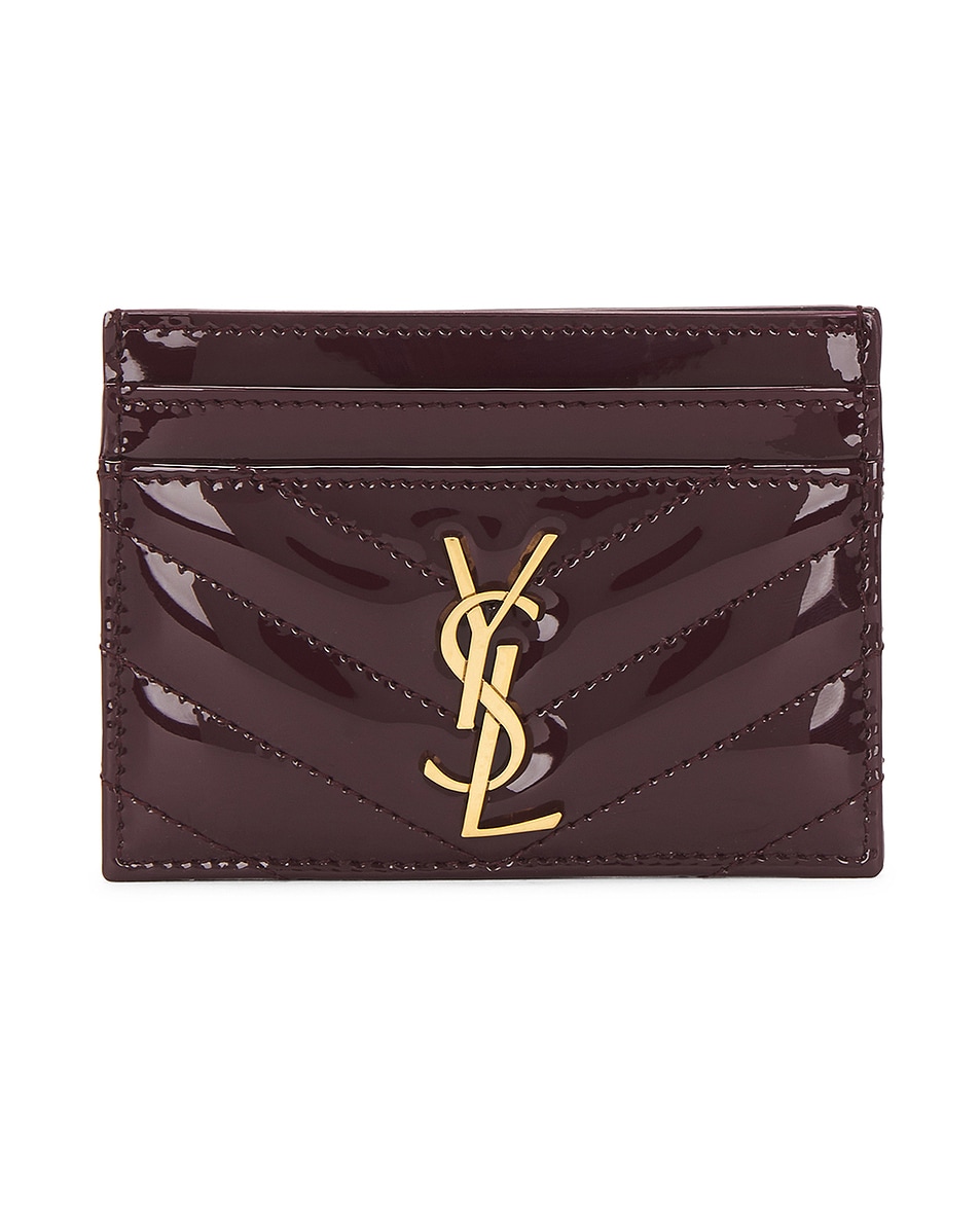 Image 1 of Saint Laurent Credit Card Case in Dark Red Wine