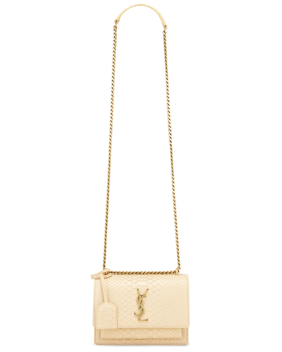 Image 1 of Saint Laurent Python Small Sunset Bag in Deep Sand & Light Sand
