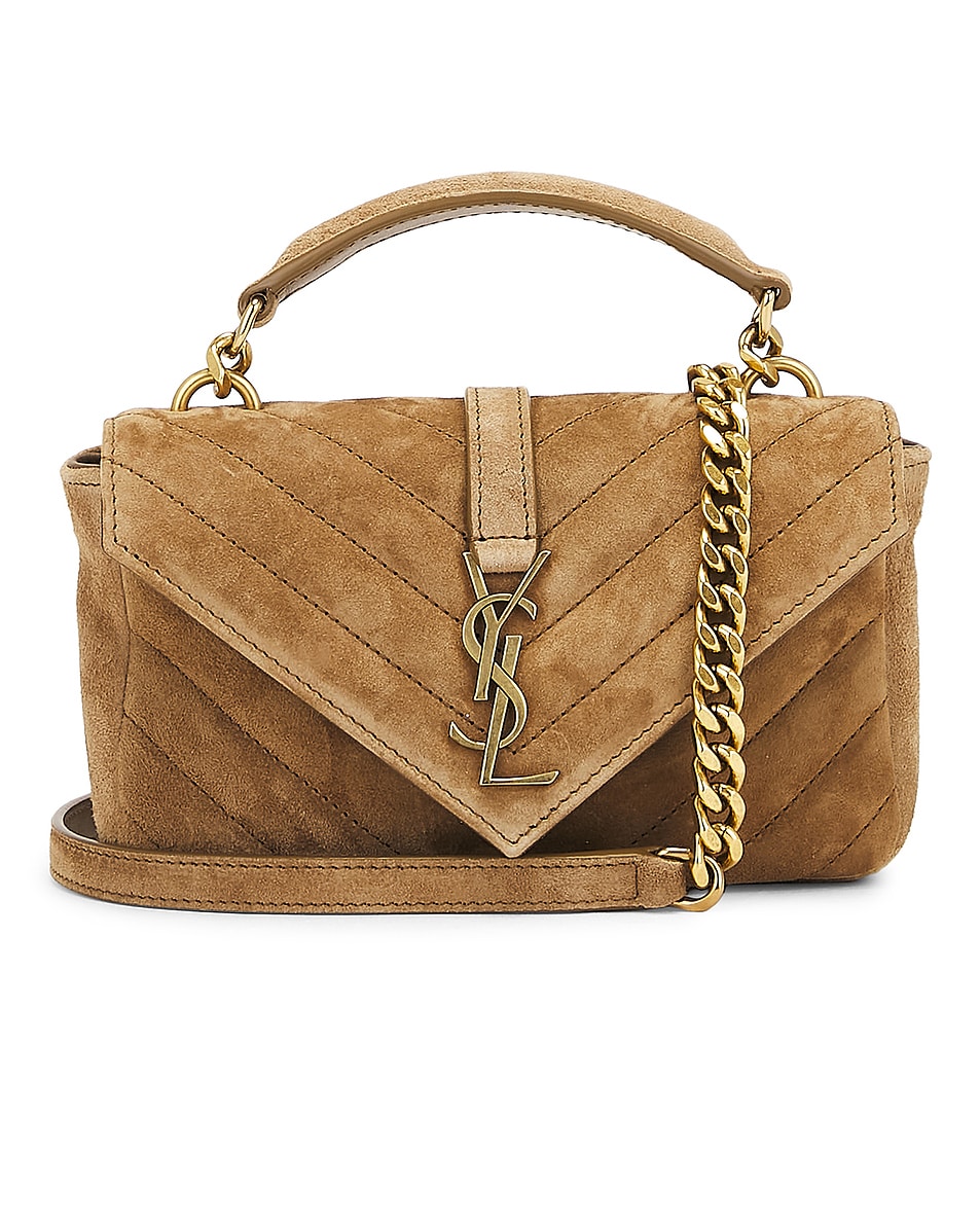 Image 1 of Saint Laurent Mini College Chain Bag in Gold Leaf