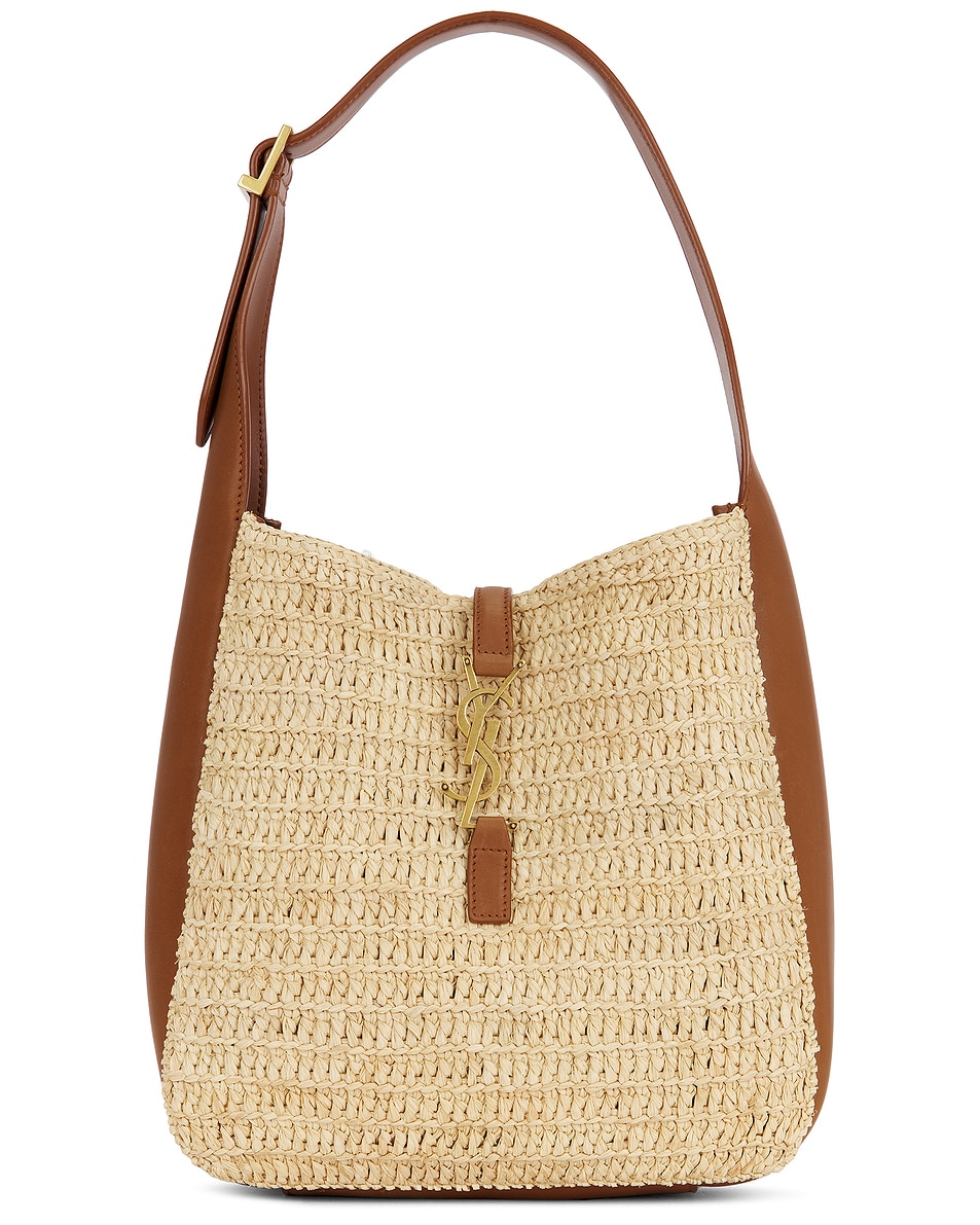 Image 1 of Saint Laurent Small Le 5 A 7 Supple Hobo Bag in Pale Brown & Brick