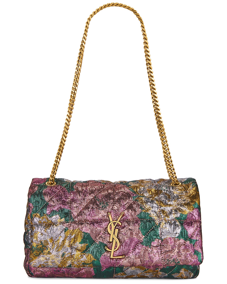 Image 1 of Saint Laurent Medium Jamie Chain Bag in Green & Pink Lame