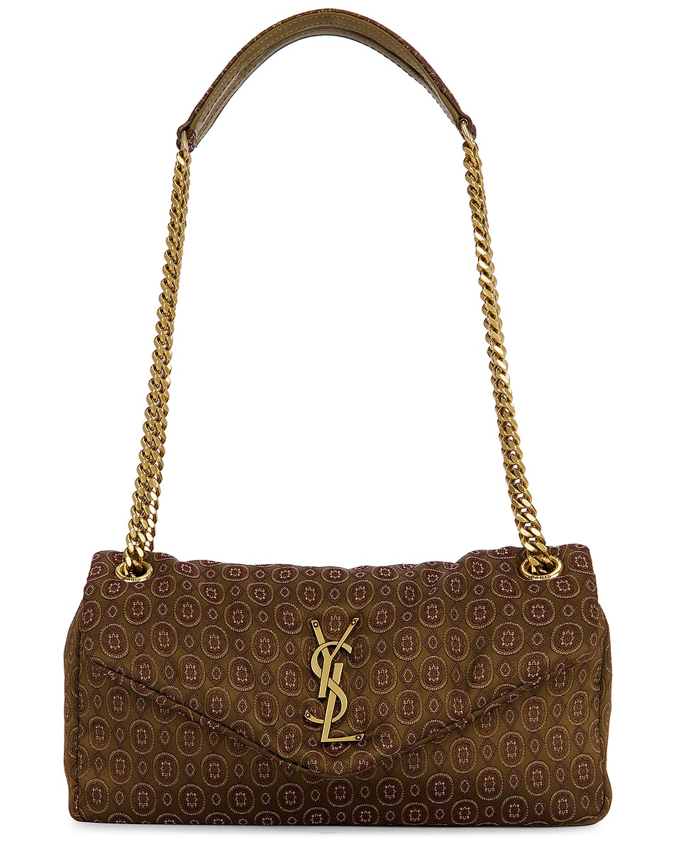 Image 1 of Saint Laurent Small Calypso Chain Bag in Military & Red