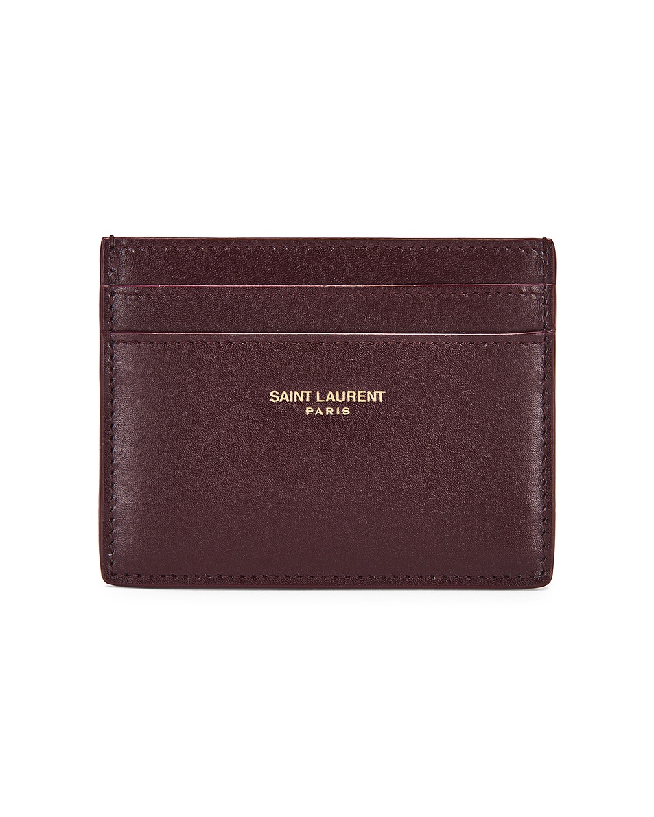 Image 1 of Saint Laurent Credit Card Case in Hot Wine