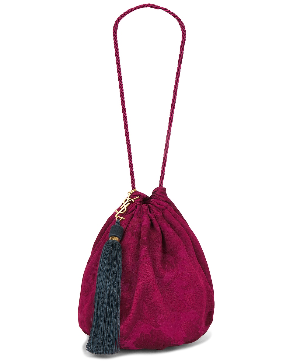 Image 1 of Saint Laurent Evening Pochon Round Bag in Dark Red Berries & Blue