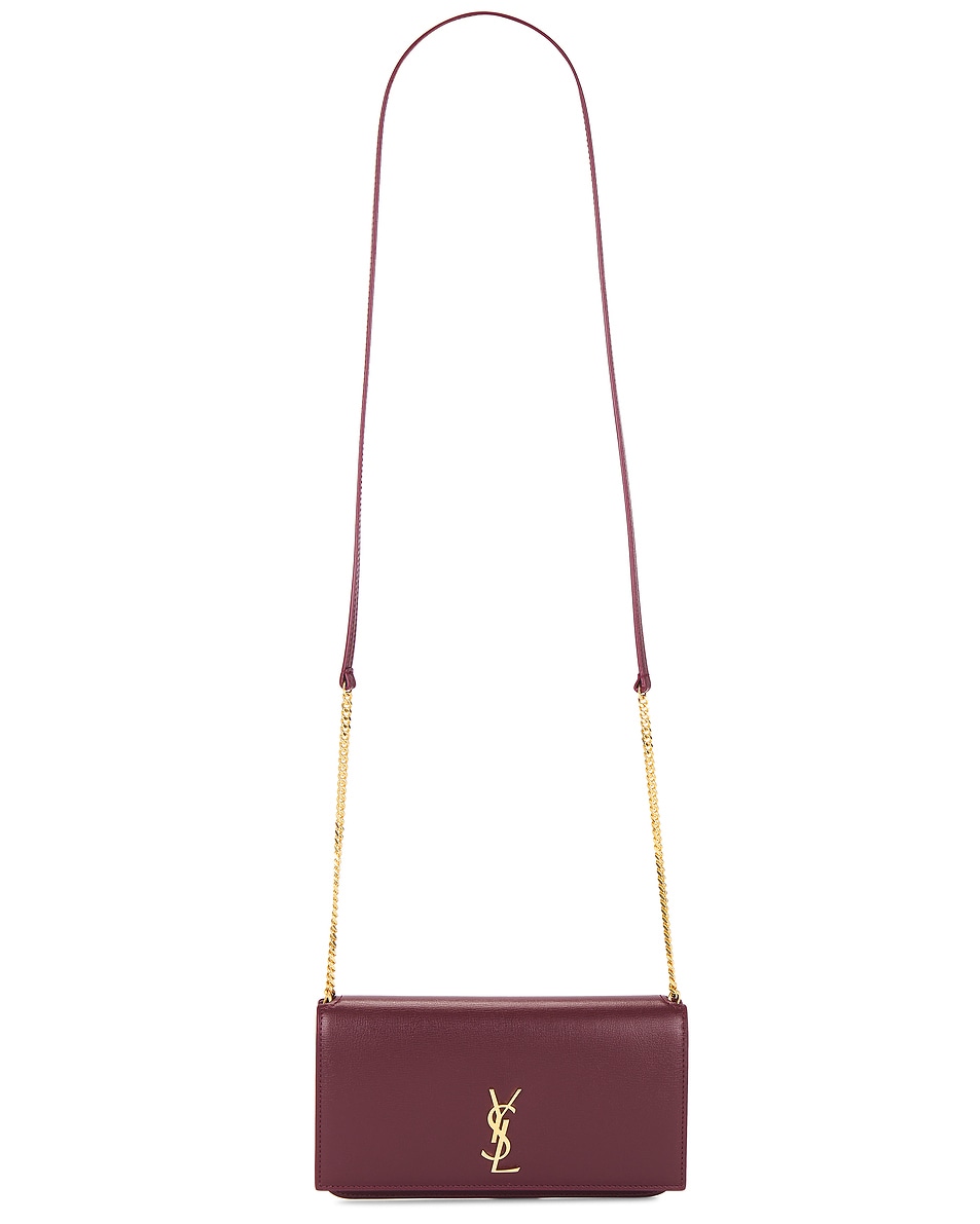 Image 1 of Saint Laurent Phone Holder On Strap in New Dark Bordeaux