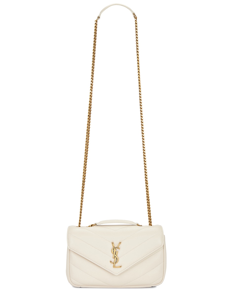 Image 6 of Saint Laurent Small Loulou Chain Bag in Crema Soft