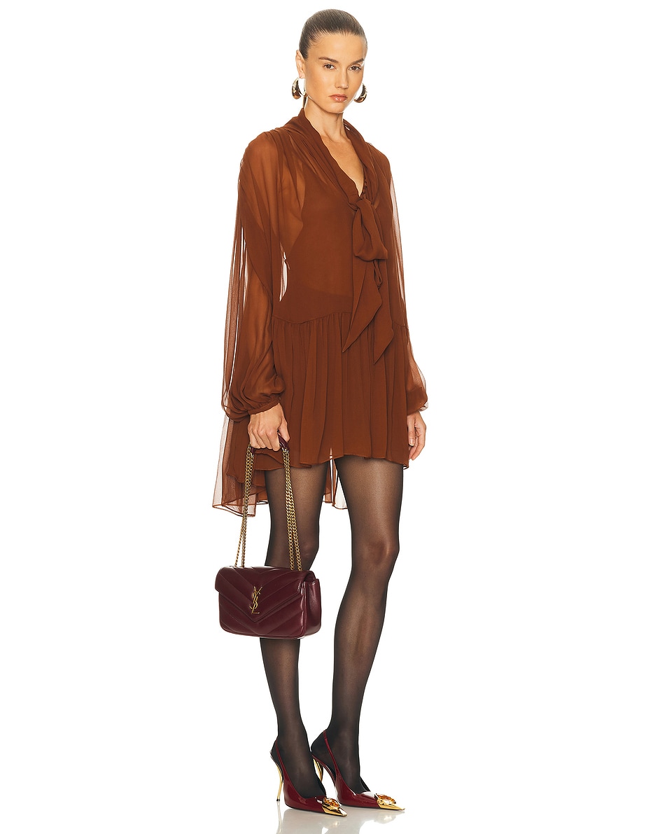 Image 2 of Saint Laurent Small Loulou Chain Bag in Light Hot Wine