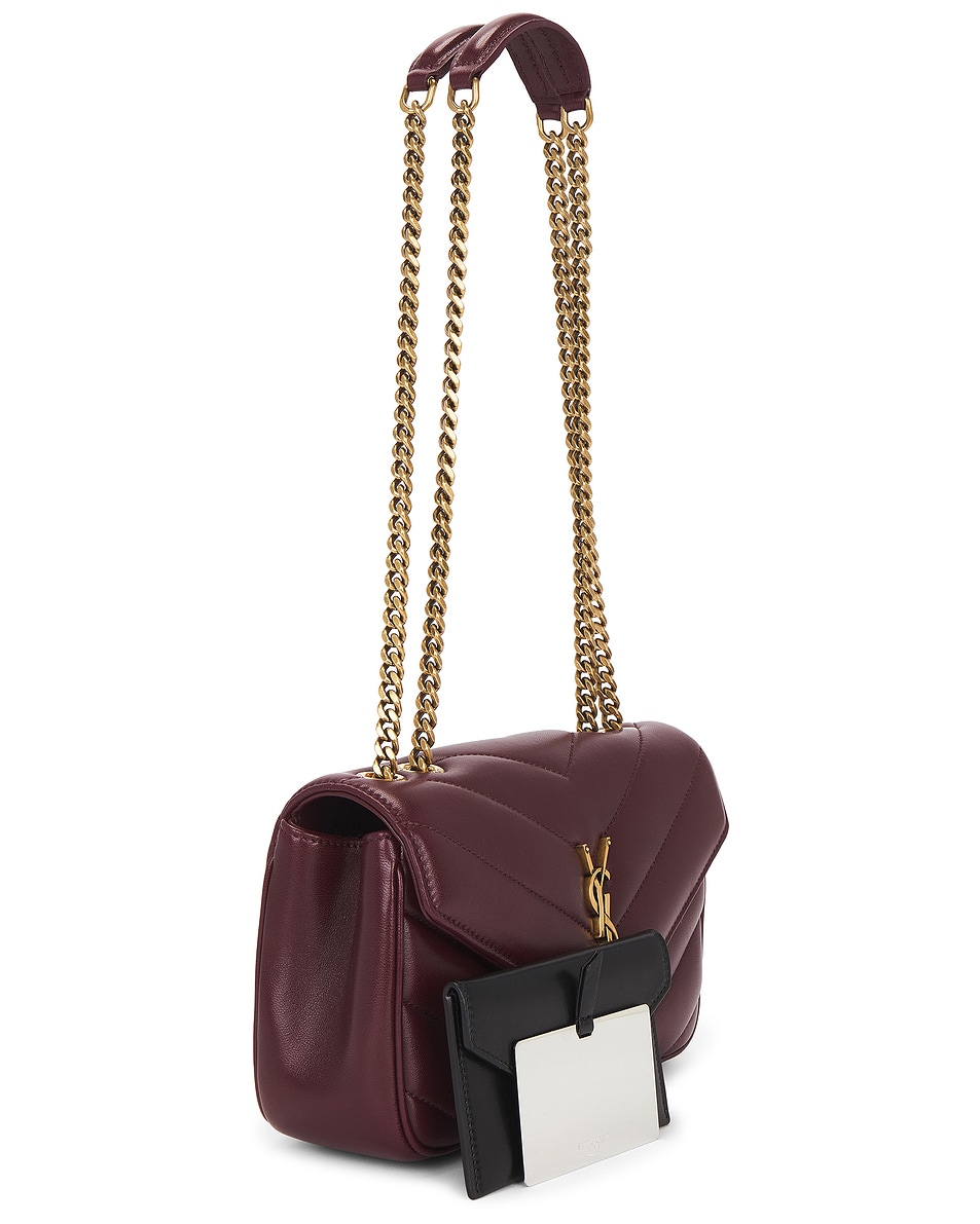 Image 4 of Saint Laurent Small Loulou Chain Bag in Light Hot Wine
