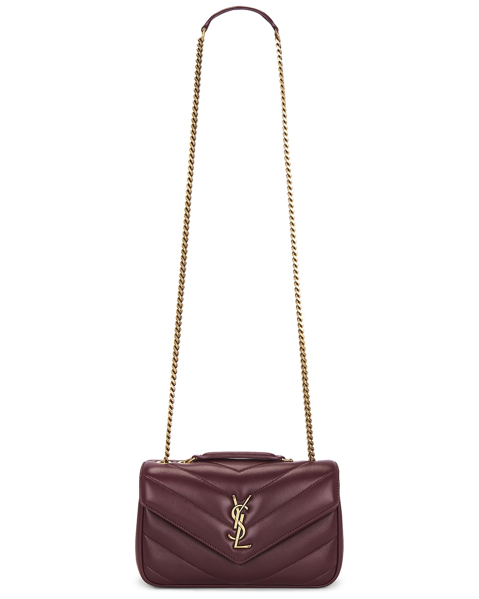 Image 6 of Saint Laurent Small Loulou Chain Bag in Light Hot Wine