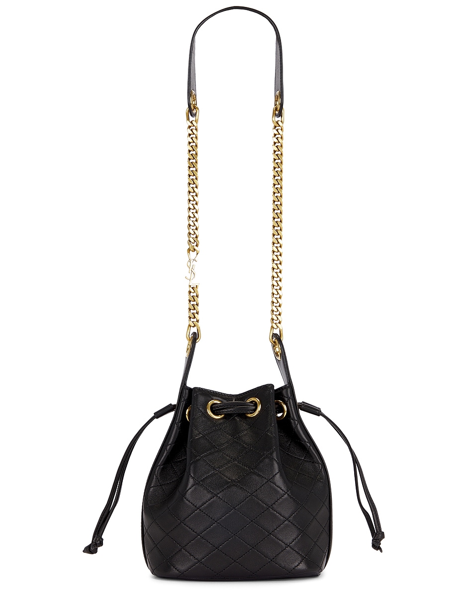 Image 1 of Saint Laurent Small Cassandre Quilted Bucket Bag in Nero