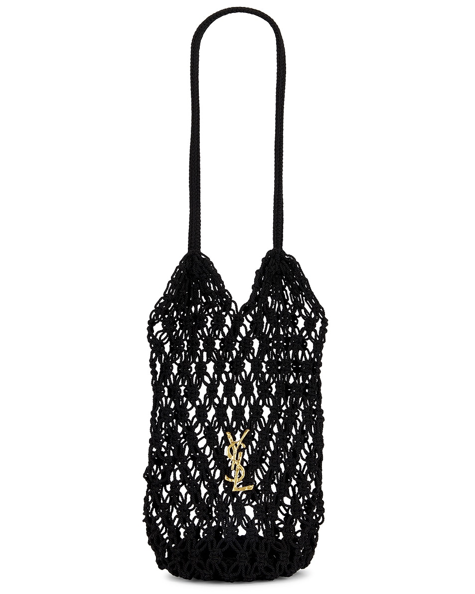 Image 1 of Saint Laurent Large Cassandre Shopping Crochet Bag in Nero