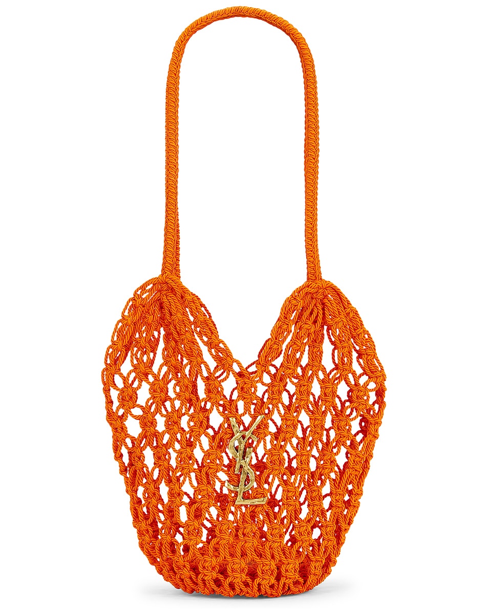 Image 1 of Saint Laurent Small Shopping Crochet Bag in Blazing Orange