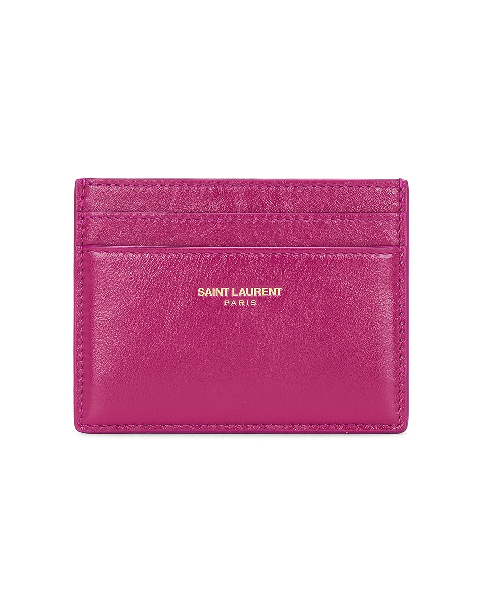 Image 1 of Saint Laurent Credit Card Case in Deep Magenta
