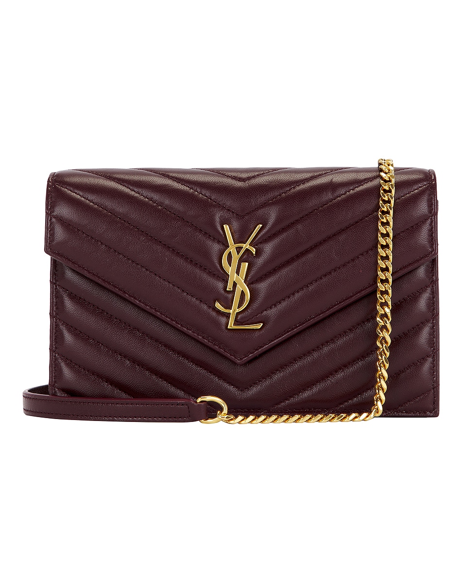 Image 1 of Saint Laurent Envelope Wallet On Chain in Hot Wine