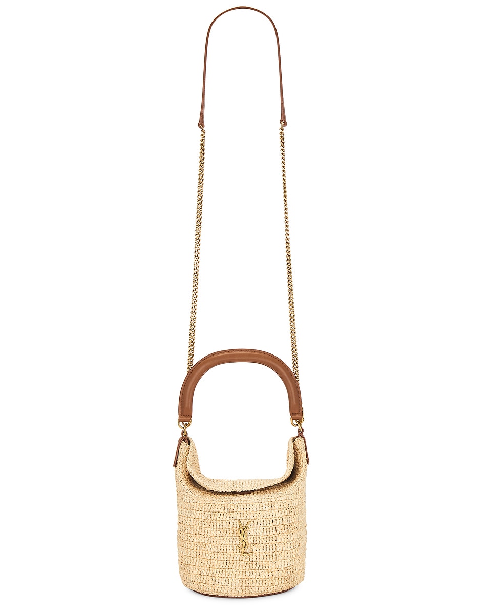 Image 1 of Saint Laurent Top Handle Bucket Bag in Pale Brown & Brick