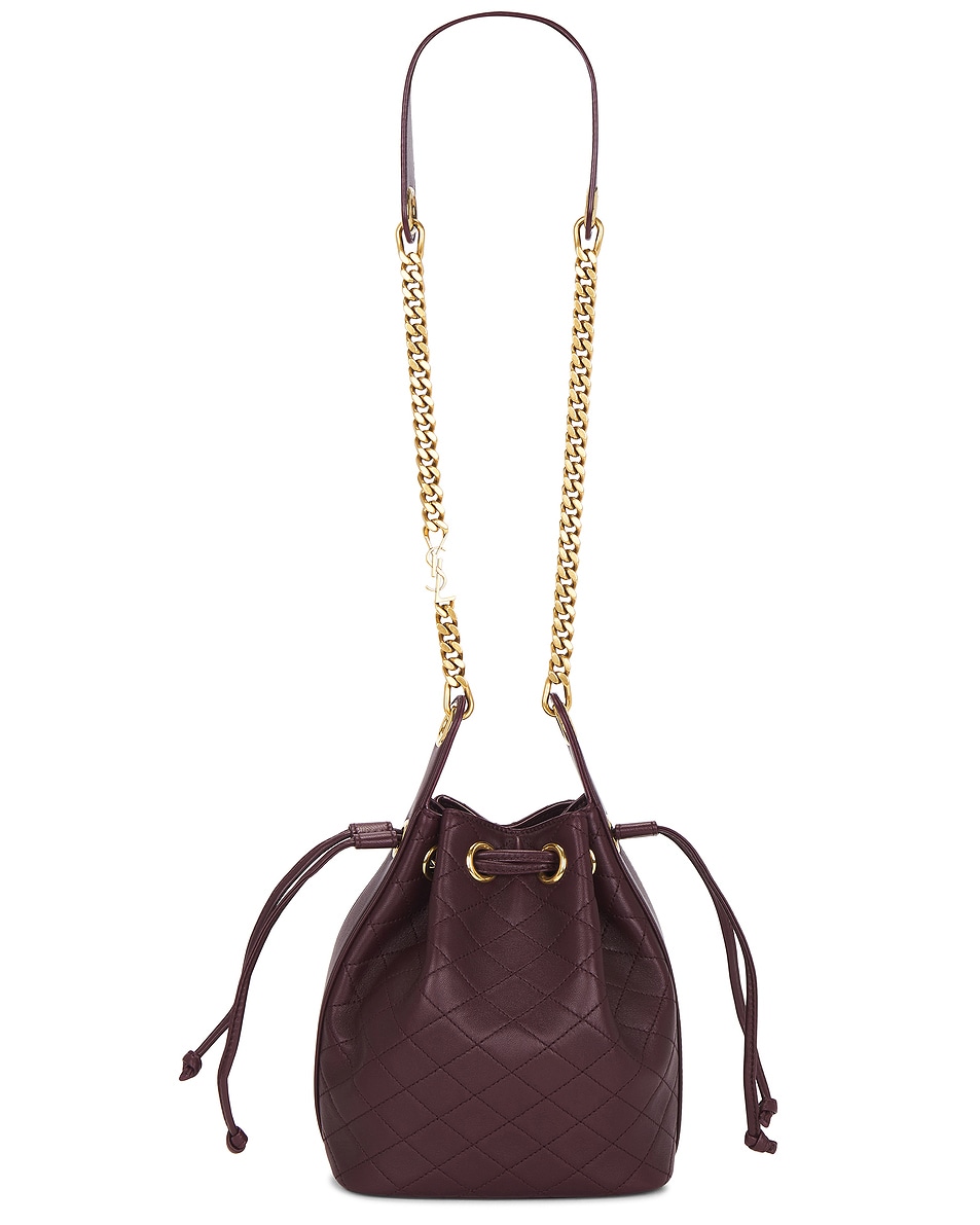 Image 1 of Saint Laurent Small Cassandre Quilted Bucket Bag in Hot Wine