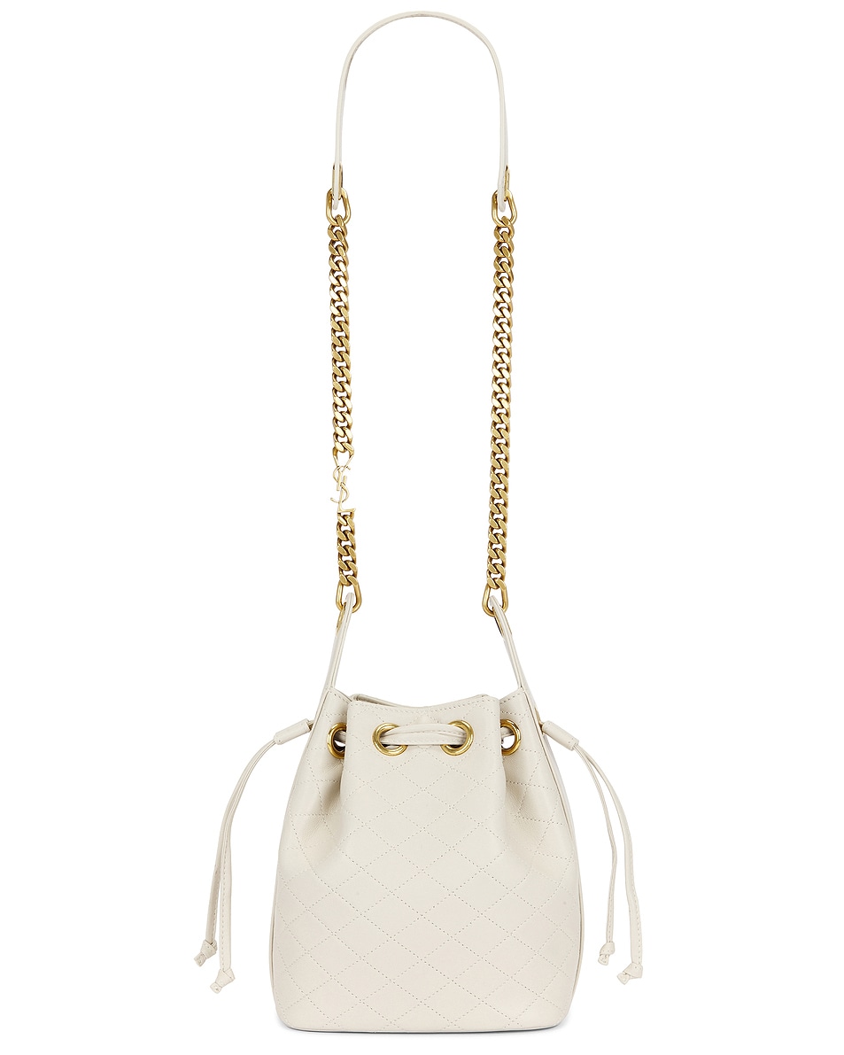 Image 1 of Saint Laurent Small Cassandre Quilted Bucket Bag in Crema Soft