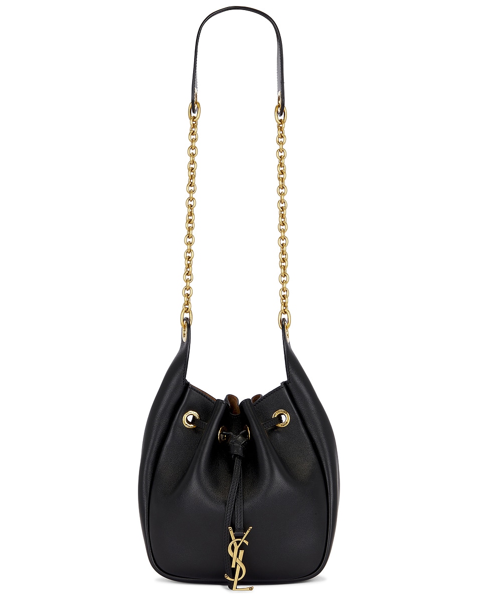 Image 1 of Saint Laurent Cassandre Supple Bucket Bag in Nero & Caramel Cognac
