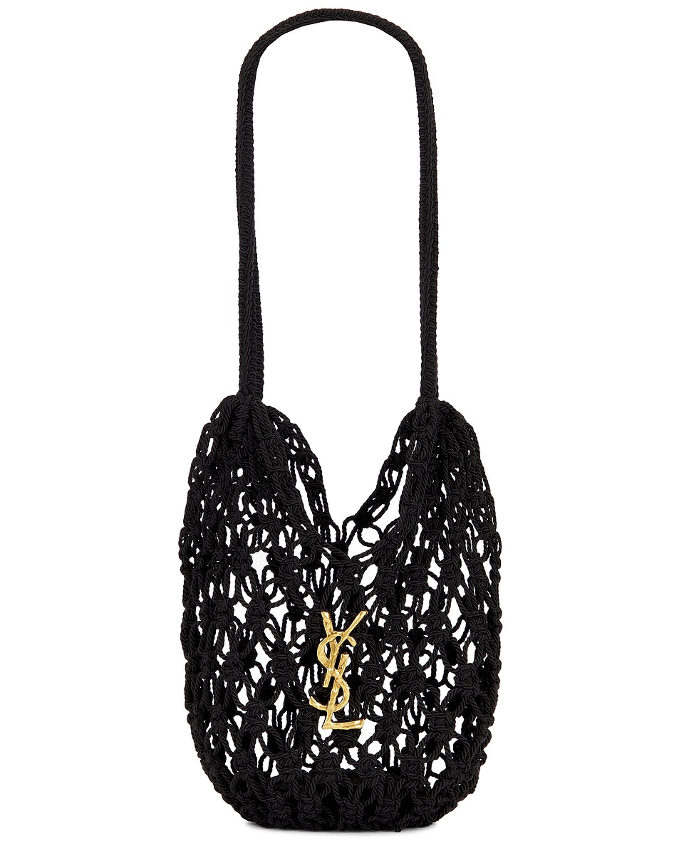 Image 1 of Saint Laurent Small Shopping Crochet Bag in Nero