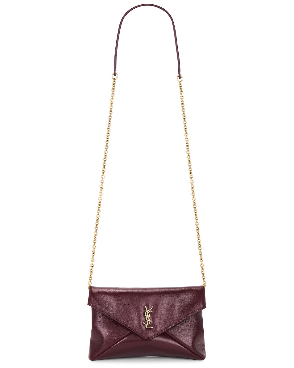 Image 1 of Saint Laurent Small Pouch On Chain in Dark Ruby
