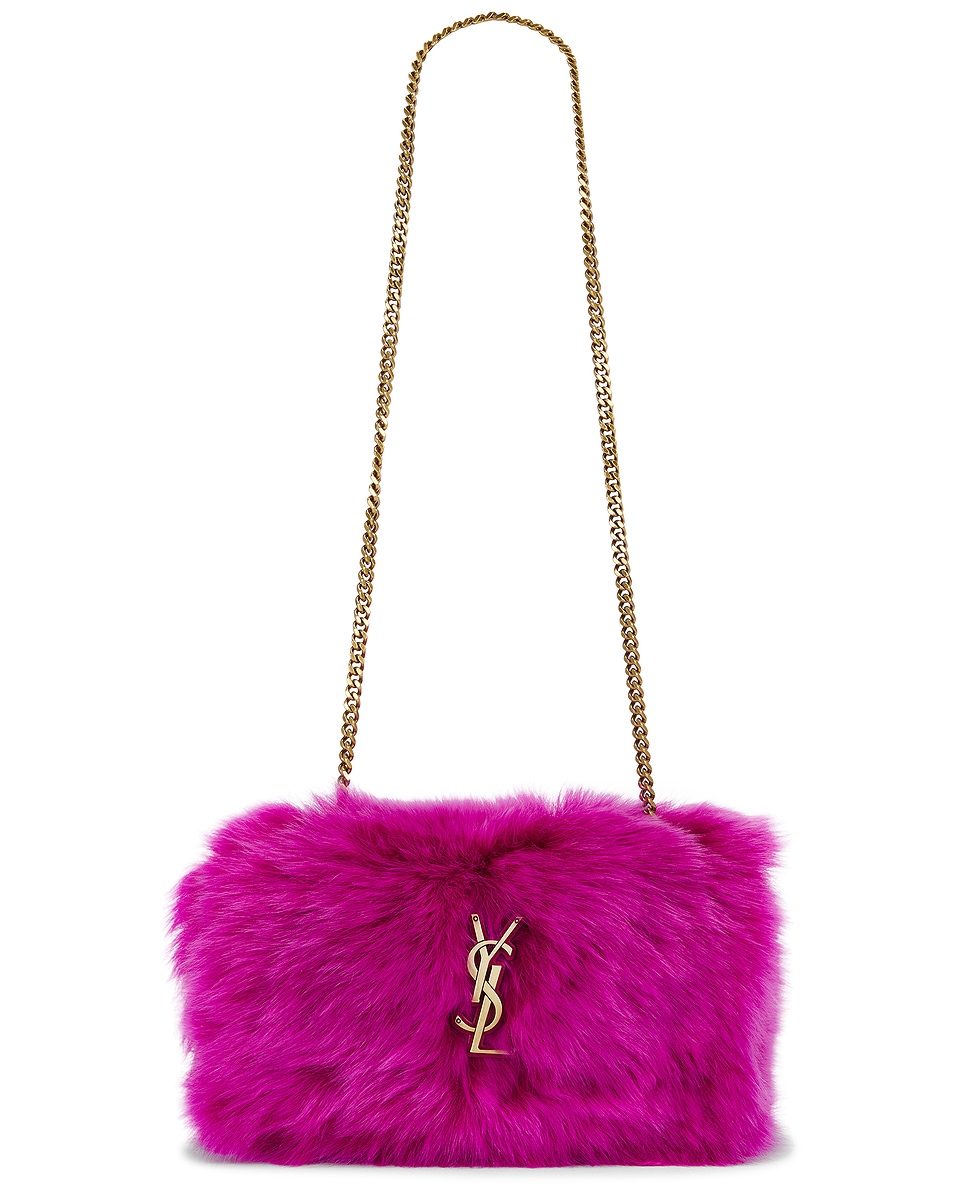 Image 1 of Saint Laurent Small Kate Reversible Chain Bag in Funky Fuchsia & Dark Funky Fuchsia