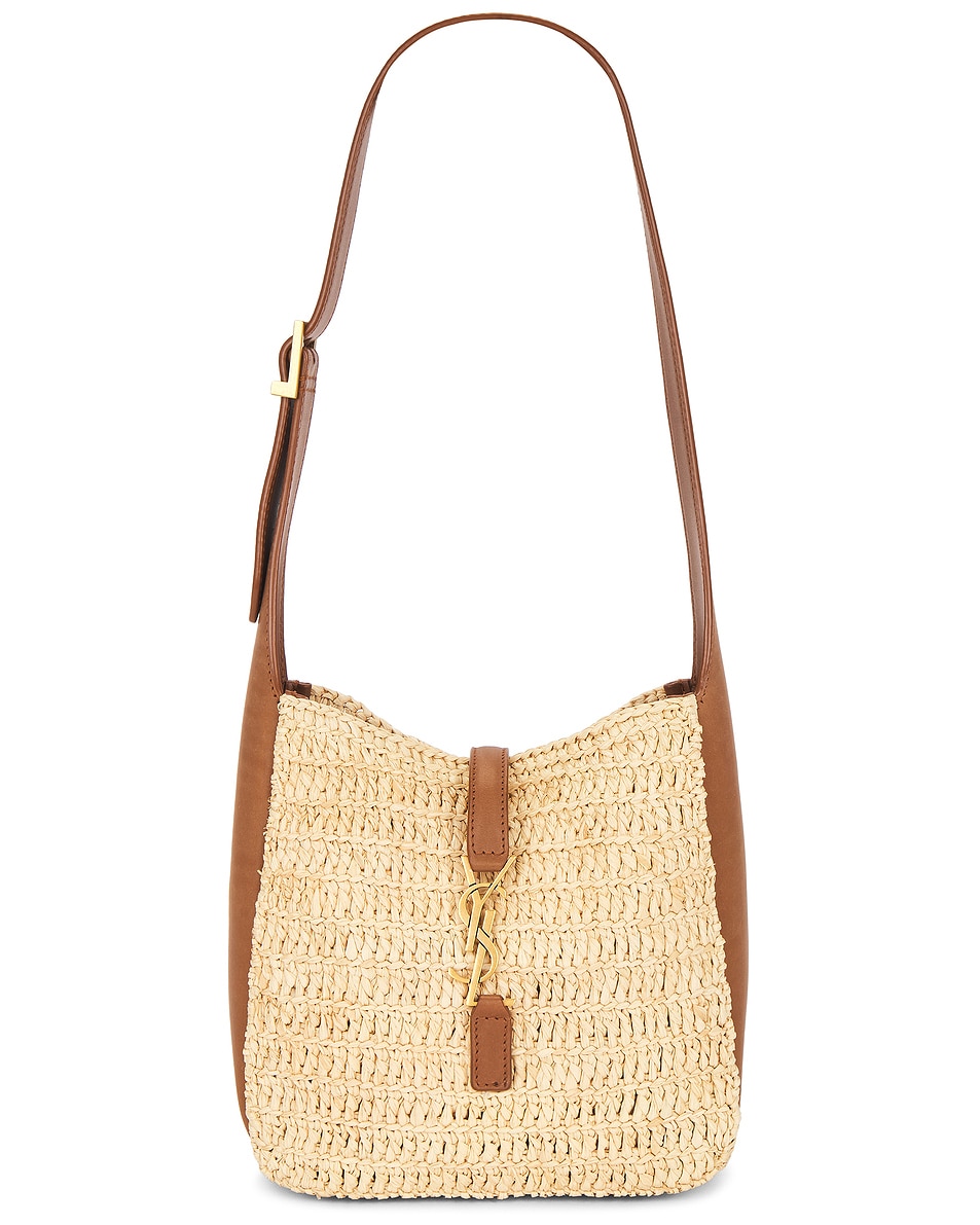 Image 1 of Saint Laurent Baby Le 5 A 7 Supple Shoulder Bag in Pale Brown & Brick