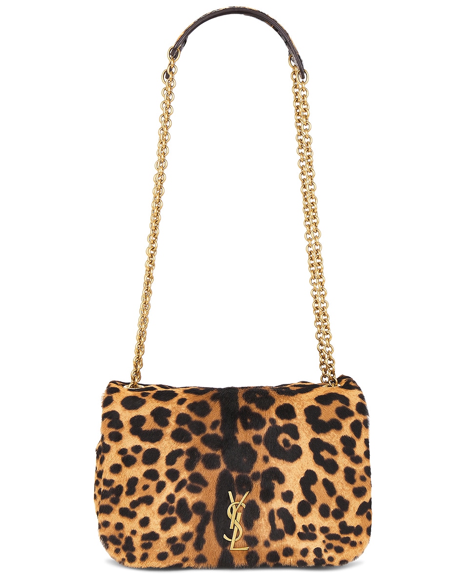 Image 1 of Saint Laurent Mini Jamie 4.3 Chain Bag in Manto Naturale & Dark Brown in Manto Naturale & Dark Brwon