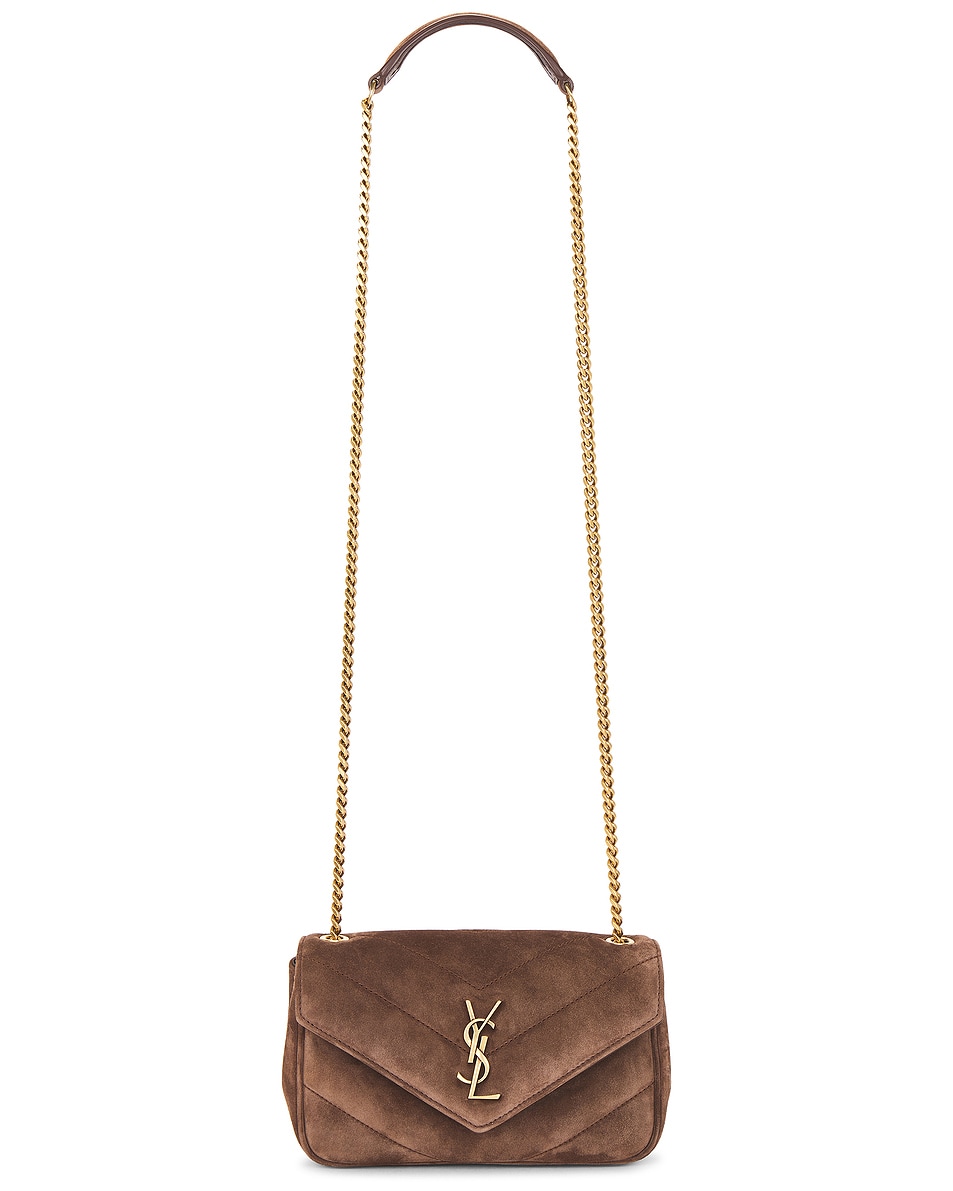 Image 1 of Saint Laurent Mini Loulou Chain Bag in Bark Brown