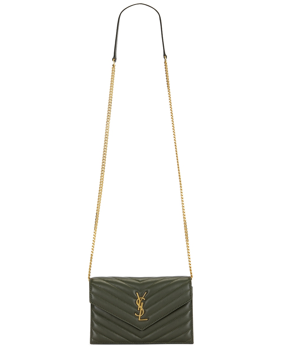 Image 1 of Saint Laurent Envelope Wallet On Chain Bag in Olive Wood