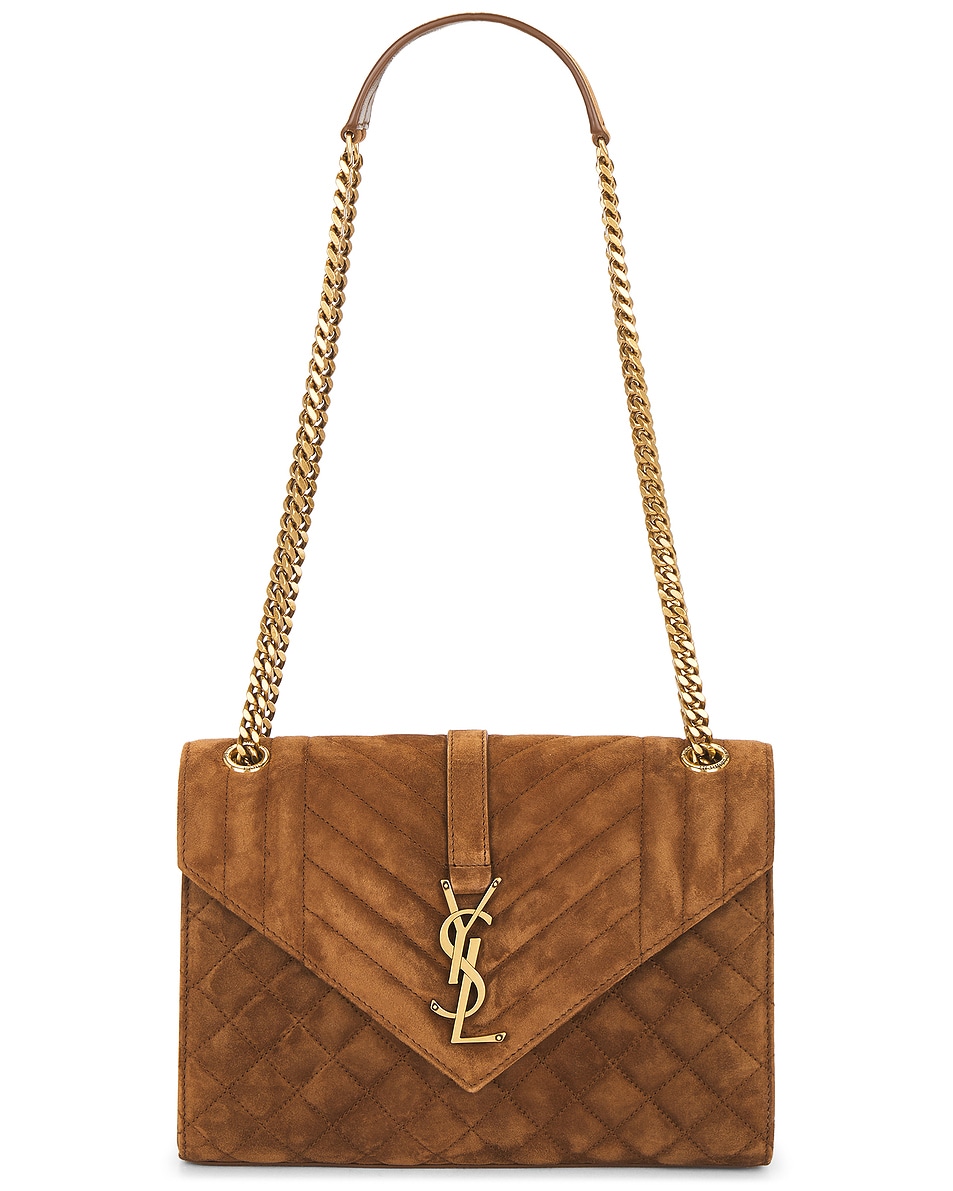 Image 1 of Saint Laurent Medium Envelope Chain Bag in Orange Caramel Cognac