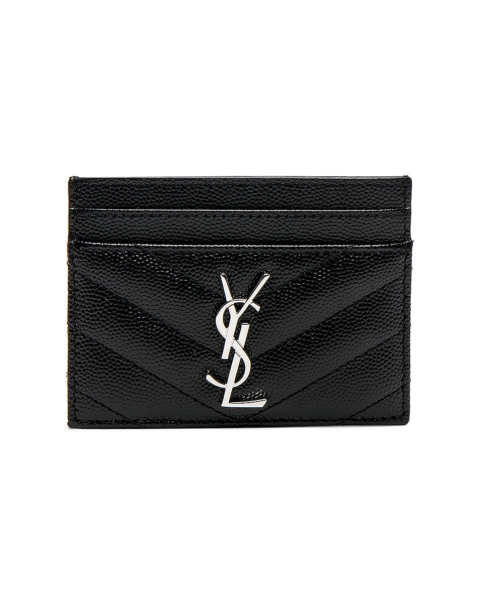 Image 1 of Saint Laurent Monogramme Credit Card Case in Black
