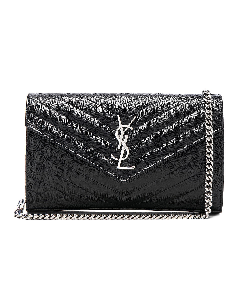 Image 1 of Saint Laurent Monogramme Chain Wallet Bag in Black