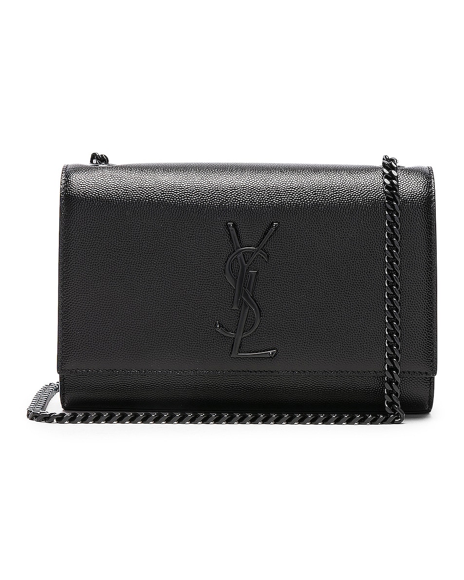 Image 1 of Saint Laurent Small Monogramme Kate Chain Bag in Black & Black