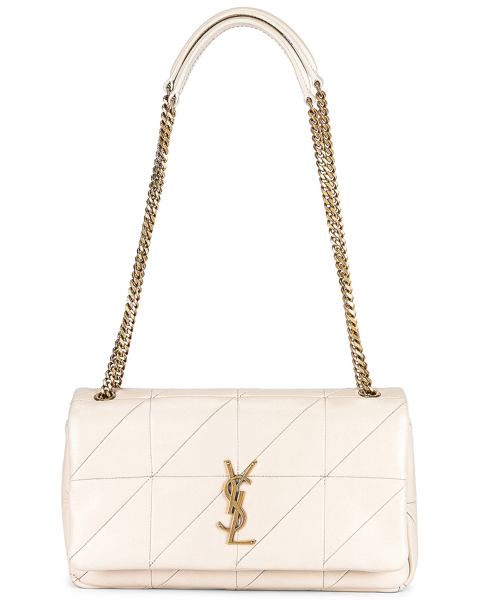 Image 1 of Saint Laurent Small Jamie Chain Patchwork Bag in Blanc Vintage