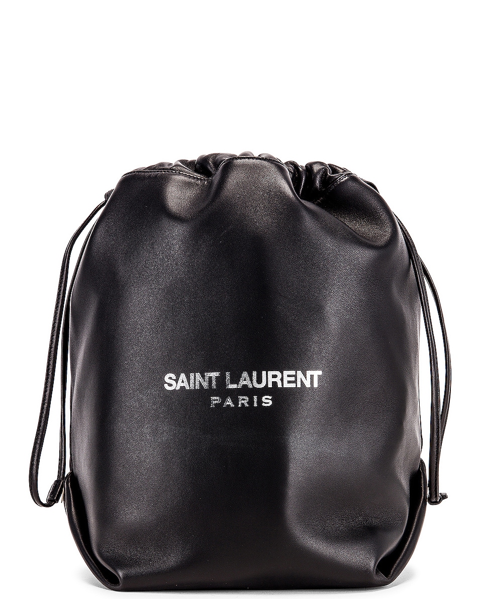 Image 1 of Saint Laurent Supple Logo Teddy Pouch in Black