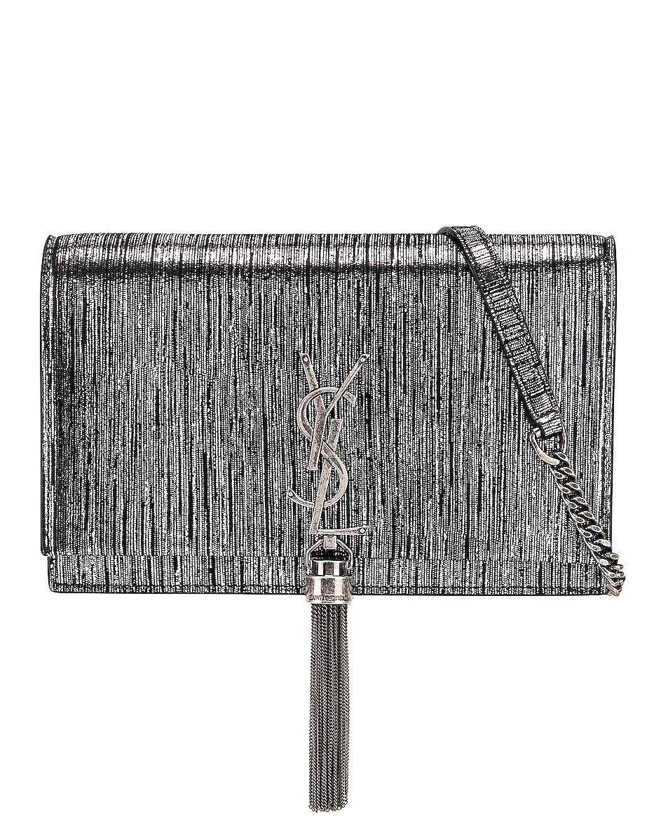 Image 1 of Saint Laurent Monogramme Kate Chain Tassel Wallet Bag in Black
