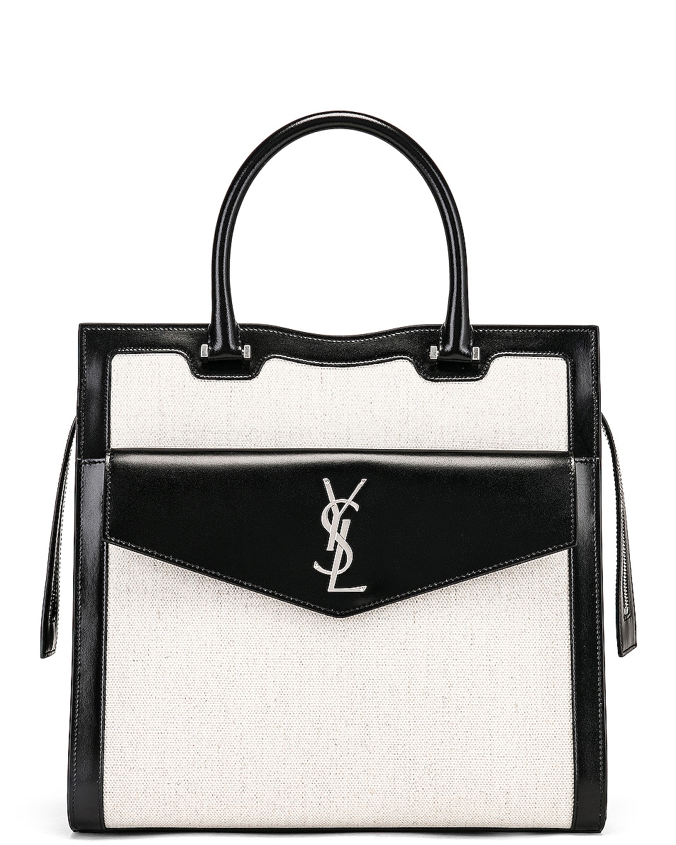 Image 1 of Saint Laurent Medium Monogramme Uptown Bag in White & Black
