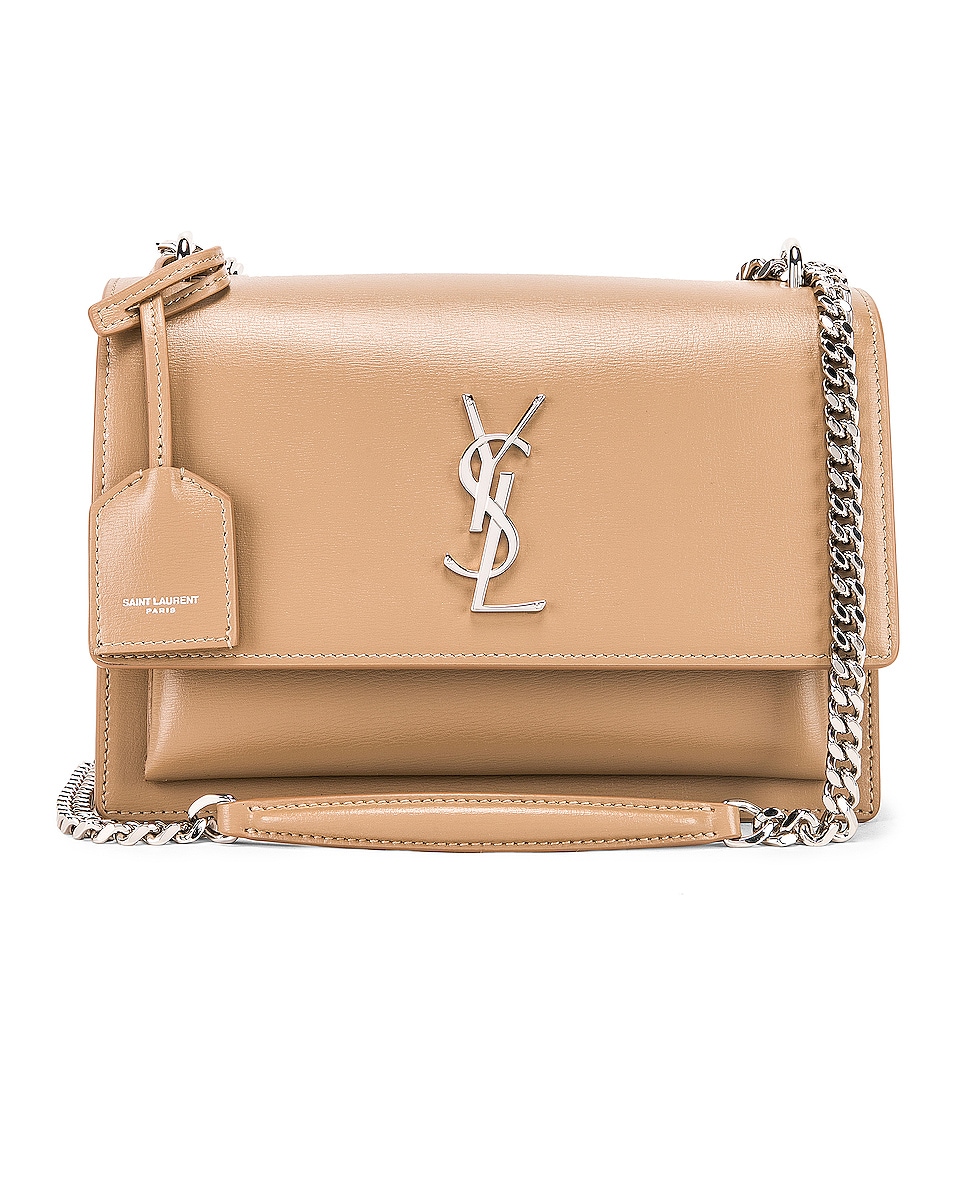 Image 1 of Saint Laurent Medium Monogramme Sunset Chain Bag in Taupe Fonce