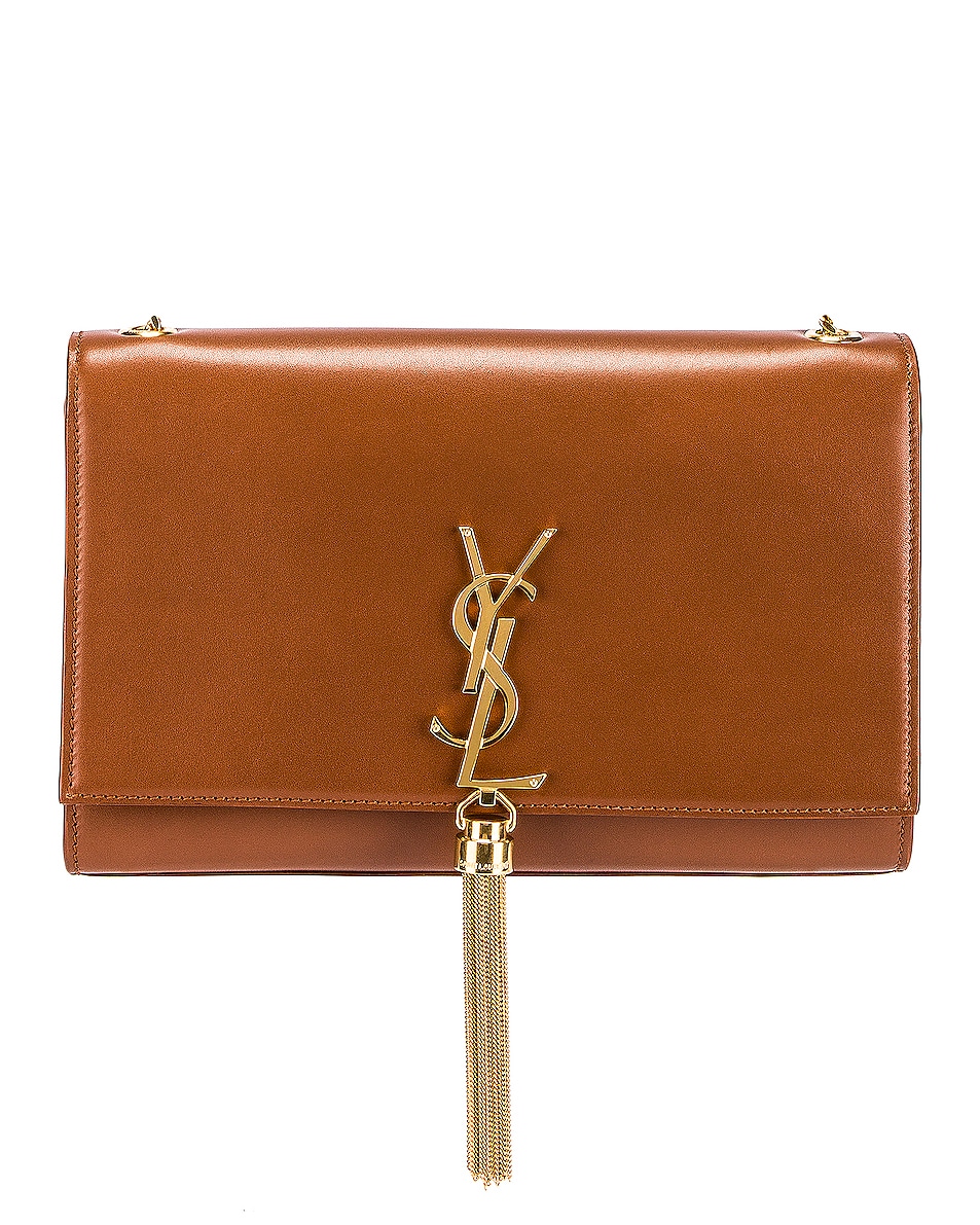 Image 1 of Saint Laurent Medium Kate Monogramme Chain Tassel Bag in Brick