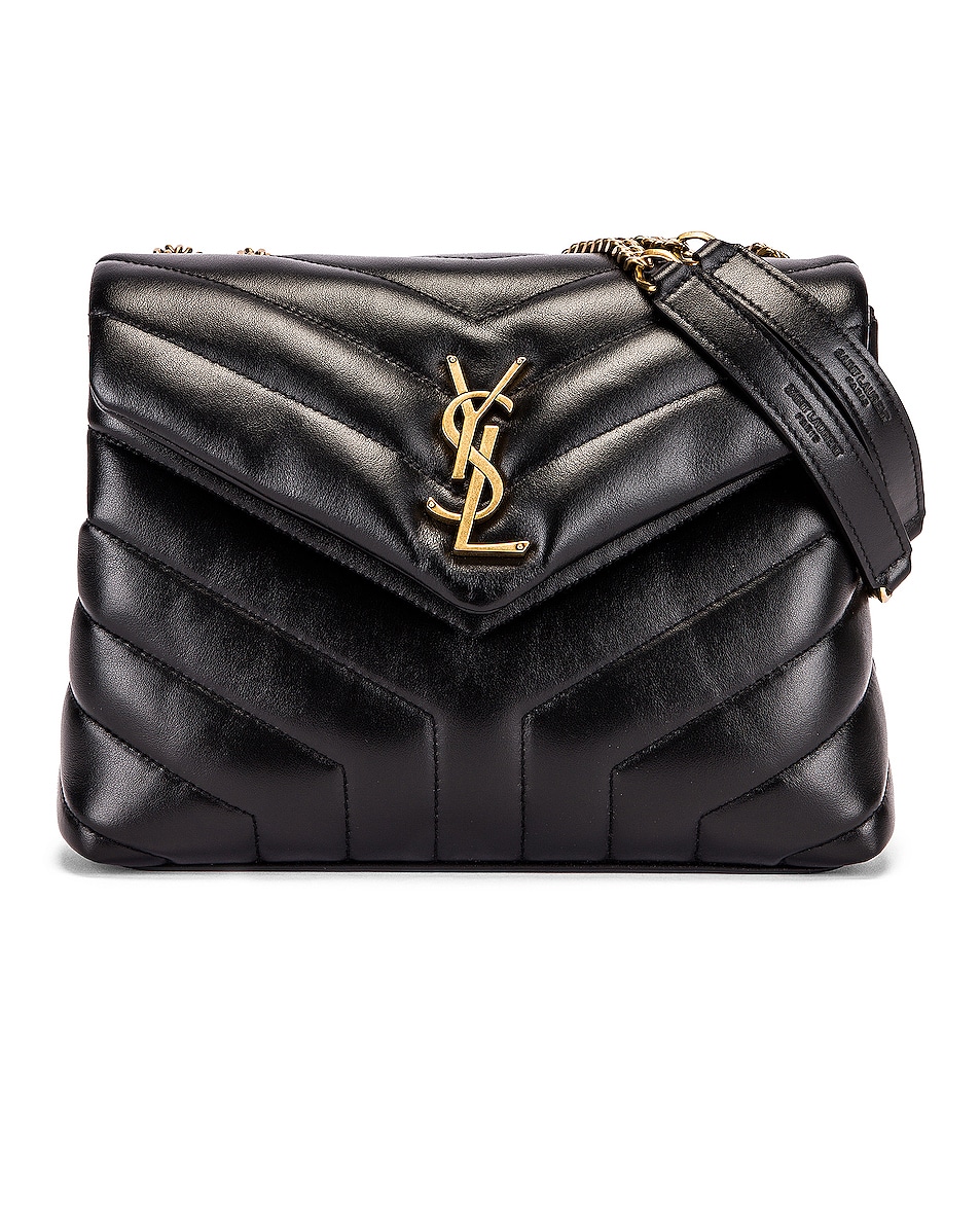 Image 1 of Saint Laurent Small Supple Monogramme Loulou Chain Bag in Black