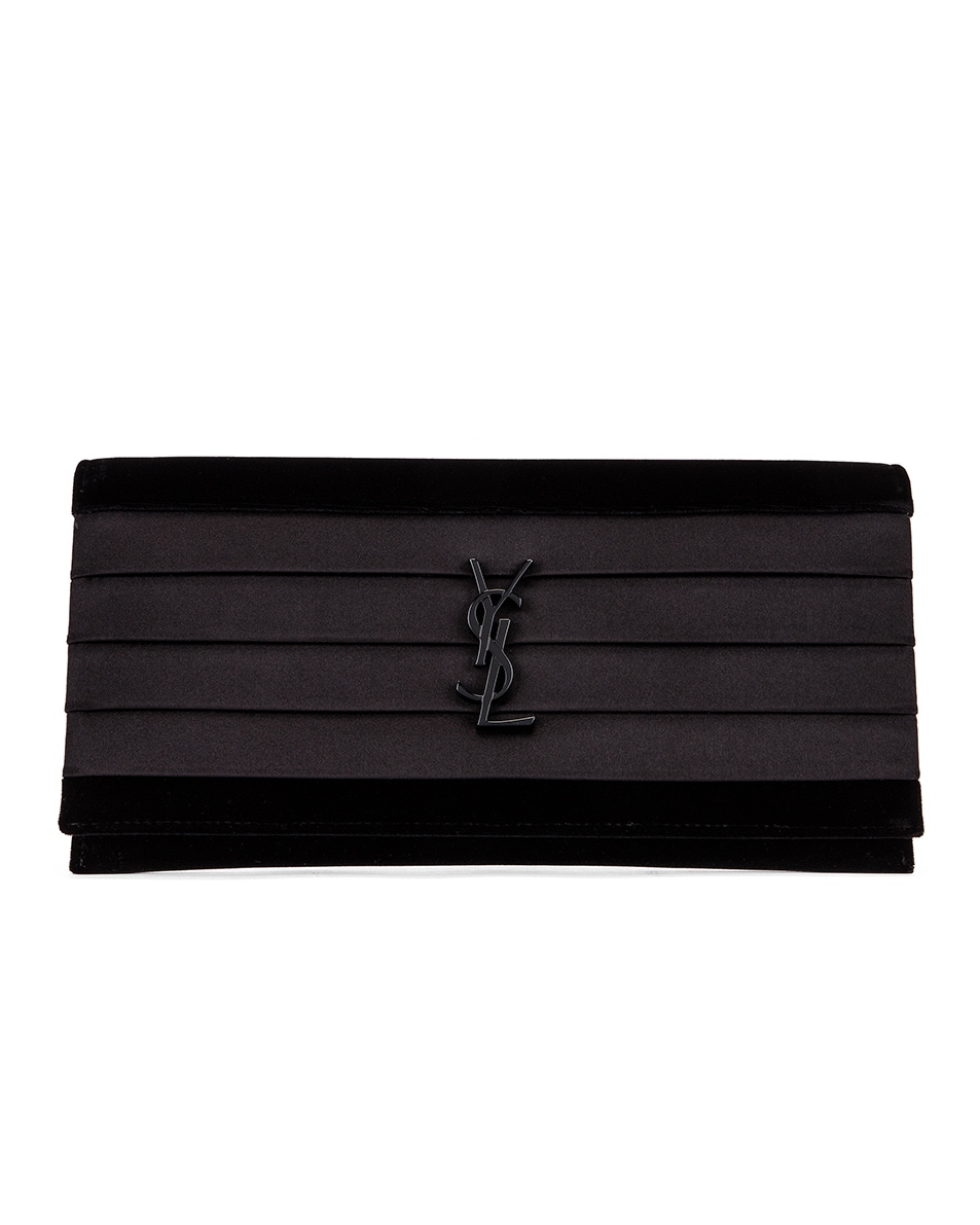 Image 1 of Saint Laurent Smoked Pouch Bag in Black & Black