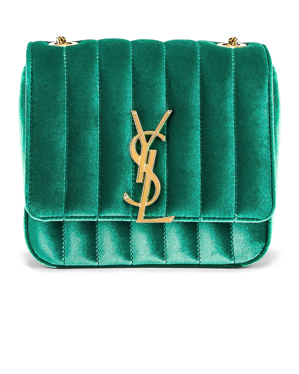 Image 1 of Saint Laurent Small Vicky Chain Bag in Deep Malachite