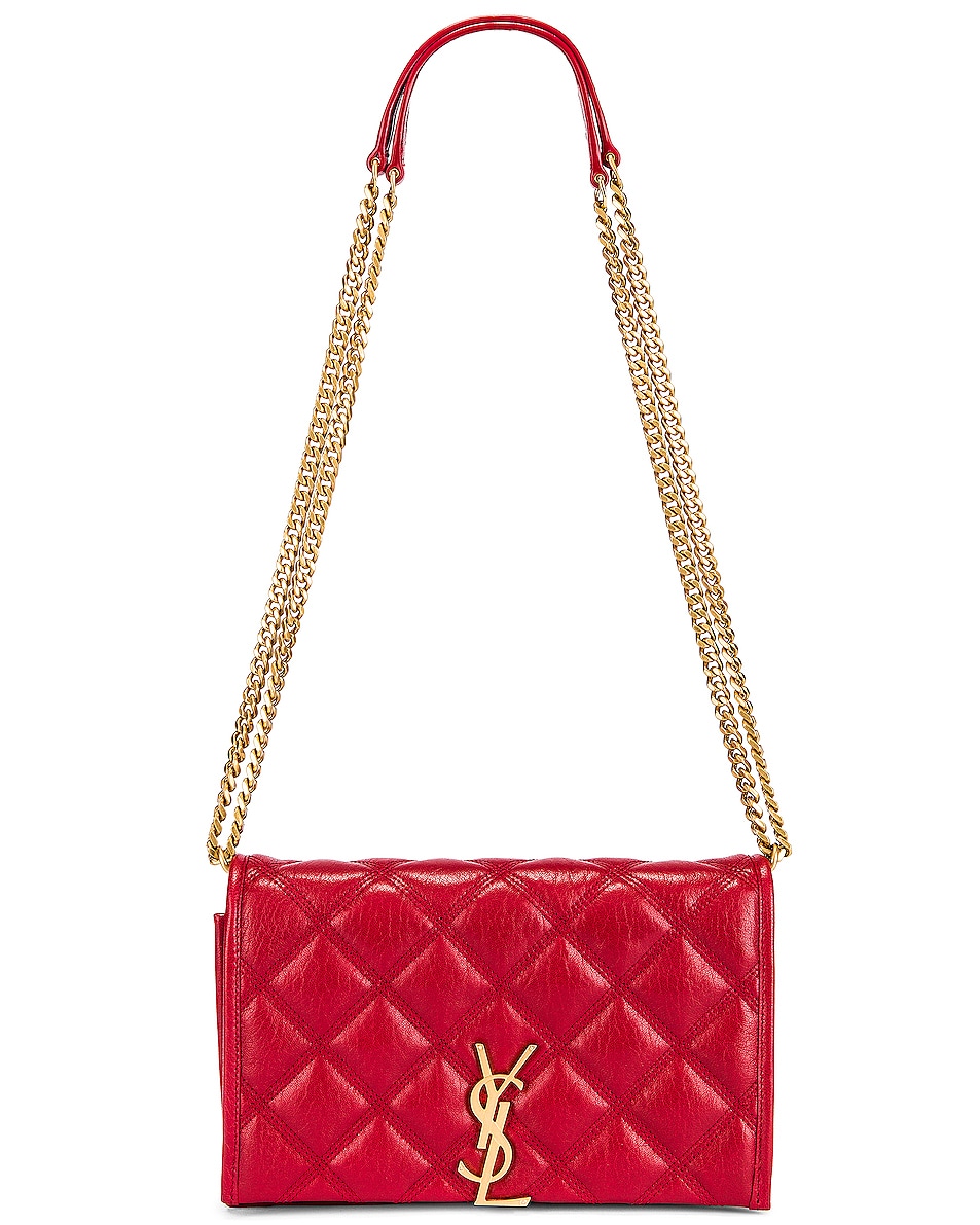 Image 1 of Saint Laurent Chain Wallet Bag in Rouge Eros