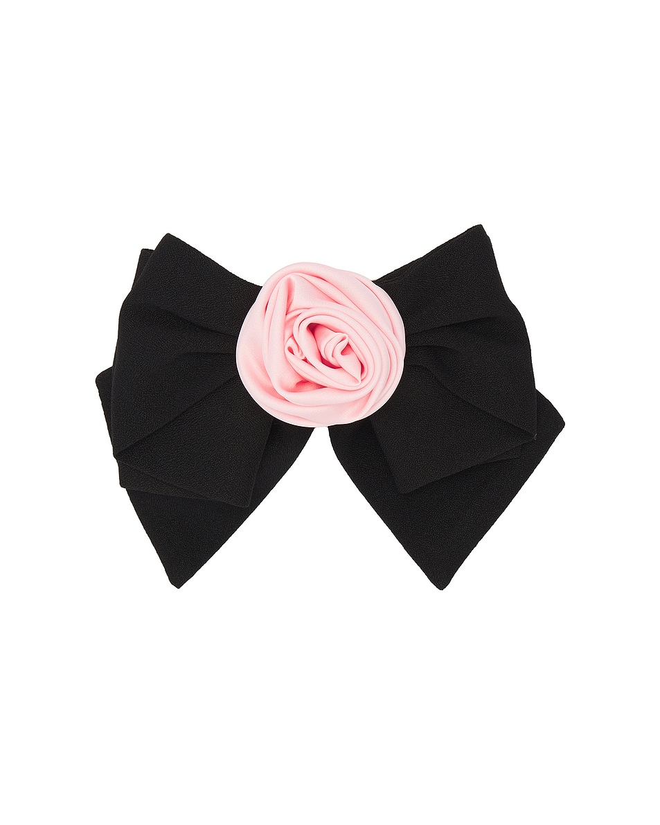 Image 1 of Sandy Liang Corsage Hair Bow in Light Strawberry