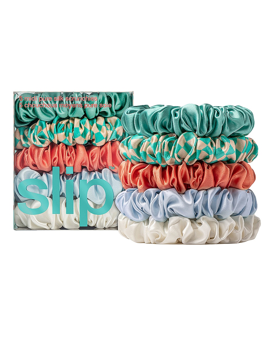 Image 1 of slip Midi Scrunchies Set Of 5 in Seashell