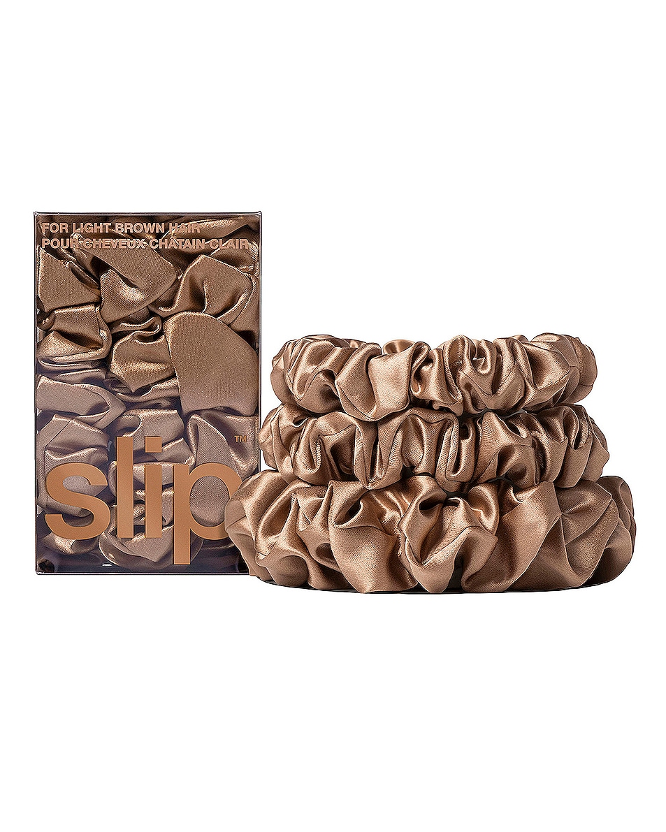 Image 1 of slip Assorted Scrunchie Set Of 3 in Light Brown