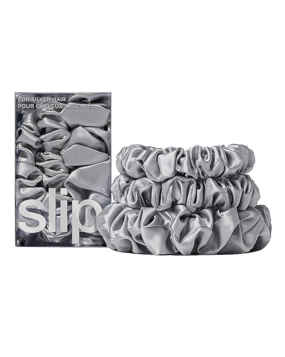 Image 1 of slip Assorted Scrunchie Set Of 3 in Silver