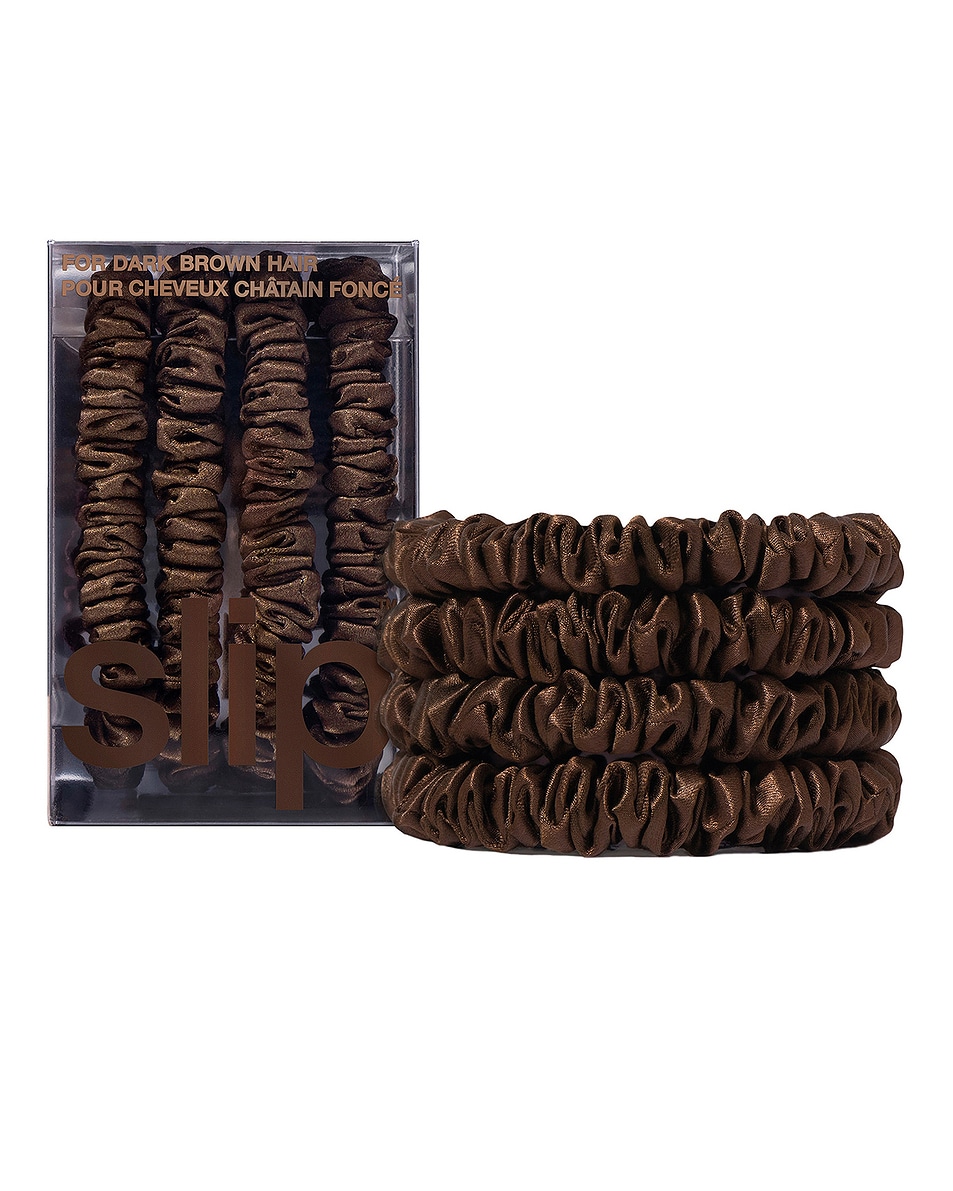 Image 1 of slip Skinny Scrunchies 4 Pack in Dark Brown